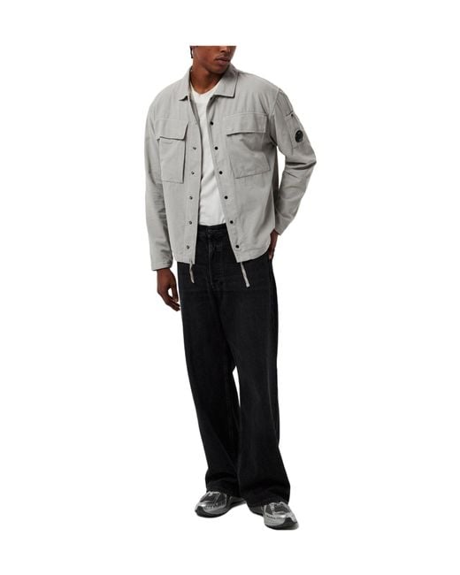 C P Company Gray Solid Color Overshirt for men