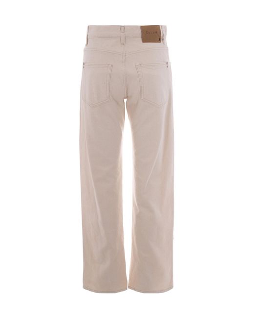 Patrizia Pepe Gray Logo-Button Straight-Leg Jeans