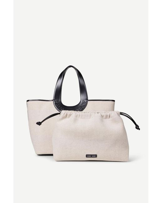 Samsøe & Samsøe Natural Saberta Logo-Embossed Canvas Tote Bag