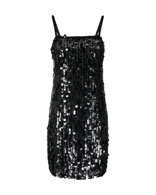 P.A.R.O.S.H. Black Sequined Sleeveless Minidress
