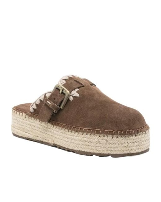 Mou Brown Round-Toe Mules