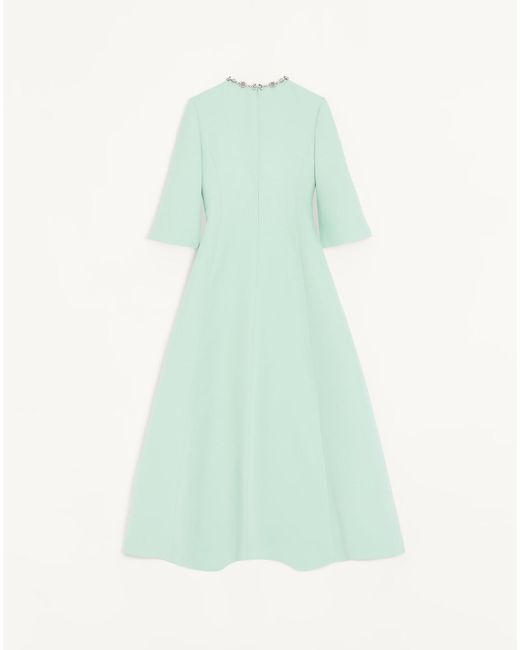 Valentino Green Crepe Couture Embroidered Midi Dress