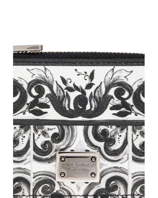 Dolce & Gabbana White Card Case With "Majolica" Print for men