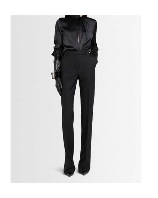 Tom Ford Black Virgin Wool Blend Twill Straight Pants