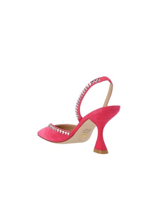 Stuart Weitzman Pink Gemcut Xcurve Embellished Slingback Pumps