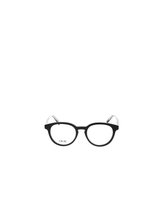 Dior White Eyewear Botanicao R3I Round Frame Glasses