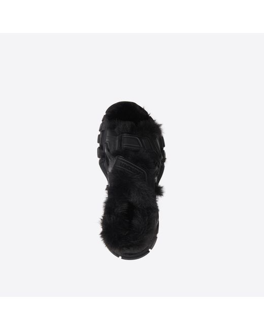 Balenciaga Black Faux-Fur Track Sandals