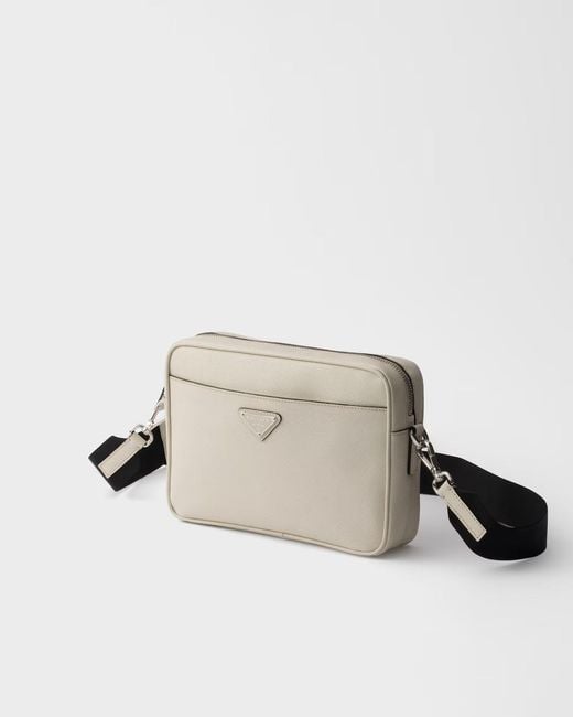 Prada Gray Saffiano Leather Shoulder Bag for men