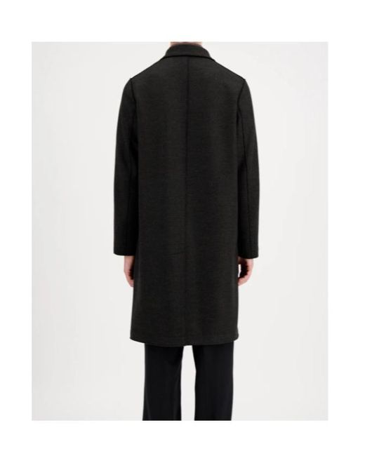 Harris Wharf London Black Overcoat Jacquard for men