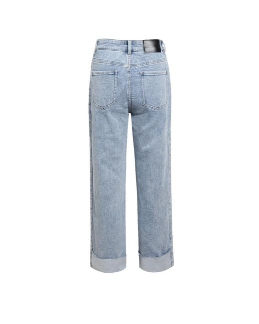 LIU REGALI Blue Straight Jeans With Smiley Face And Crimped Rim