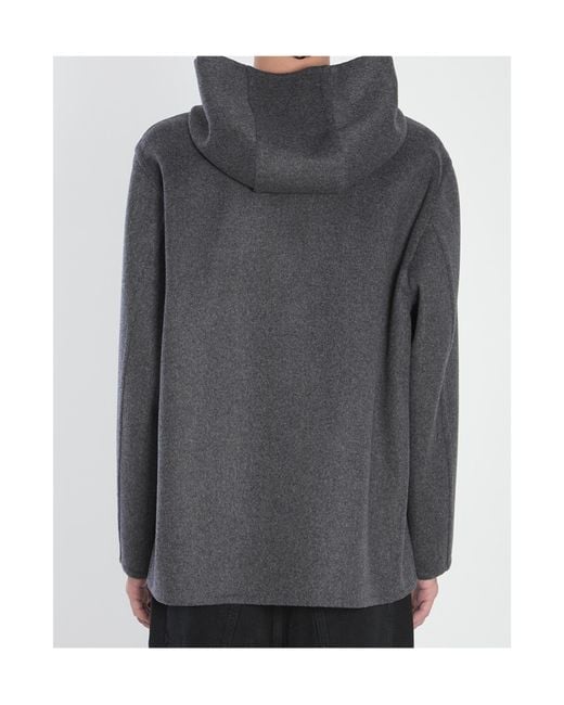 Bottega Veneta Gray Hooded Wool Jacket for men