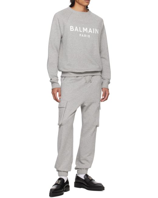 Balmain Gray Pocket Detailed Drawstring Cargo Trousers for men