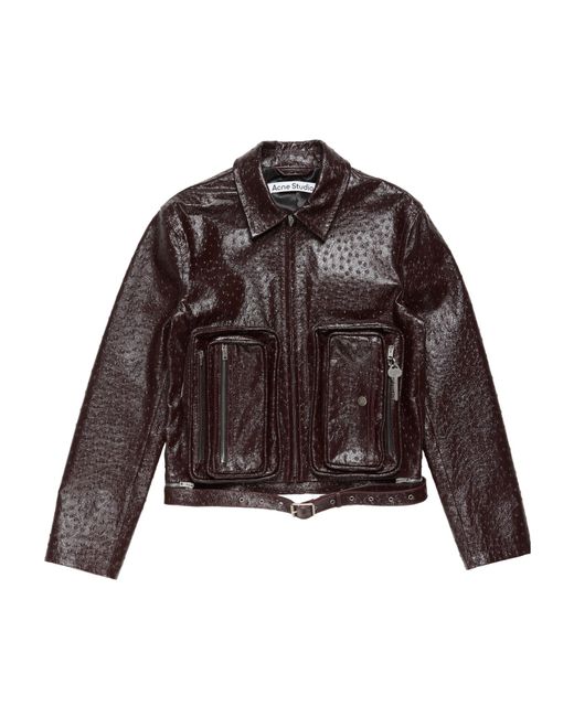 Acne Brown Long-Sleeved Leather Jacket