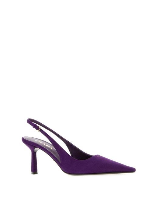 Prada Purple Slingback Pointed-Toe Pumps