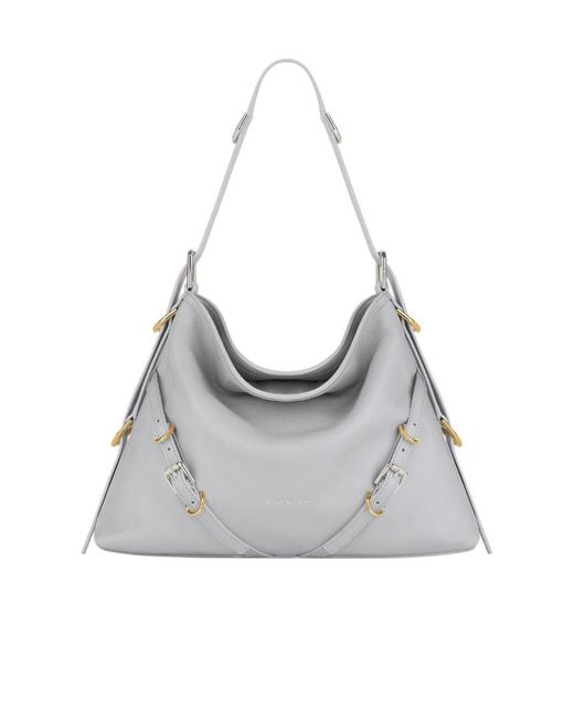 Givenchy Gray Voyou Logo Detailed Medium Shoulder Bag