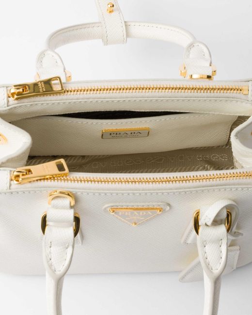 Prada White Galleria Saffiano Leather Micro Bag
