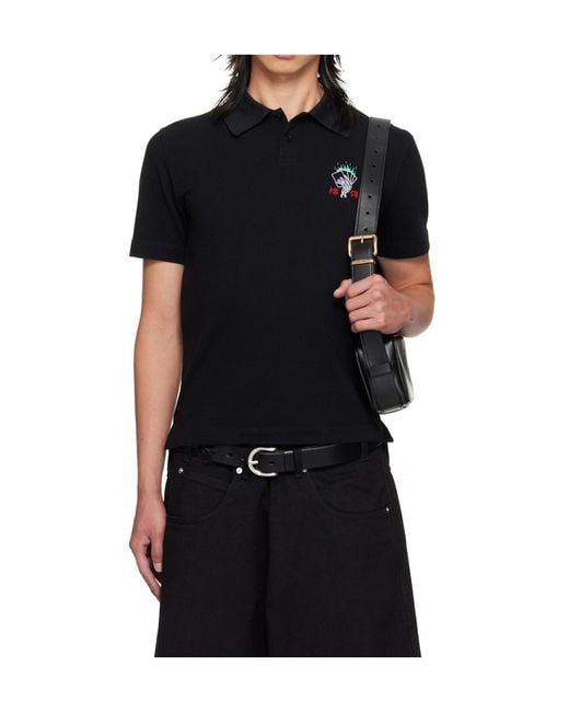 Lu'u Dan Black Short-Sleeved Polo Shirt for men