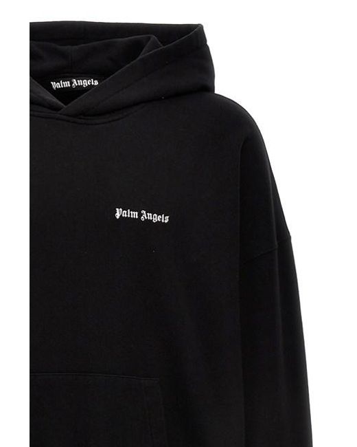 Palm Angels Black Logo Embroidered Hoodie for men