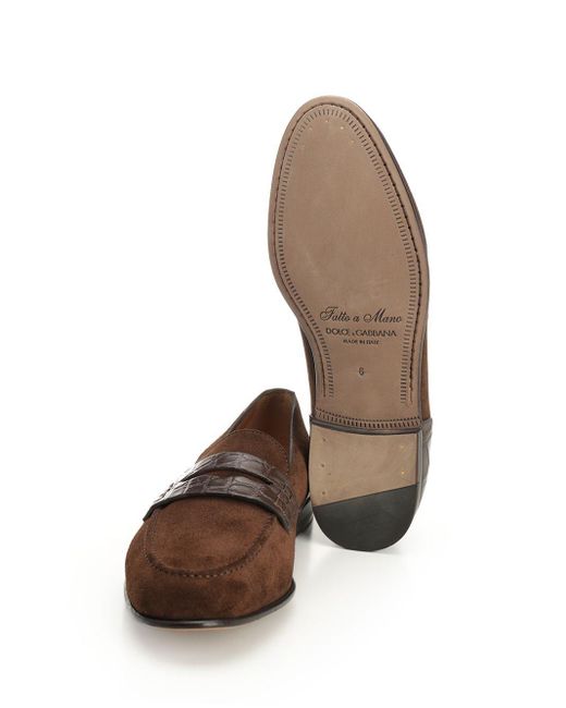 Dolce & Gabbana Brown Round-Toe Loafers for men