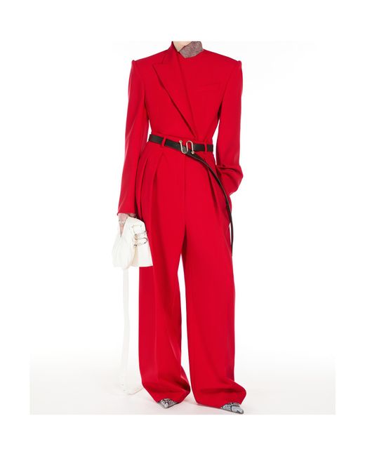 Sportmax Red Abadan Wide Leg Trousers