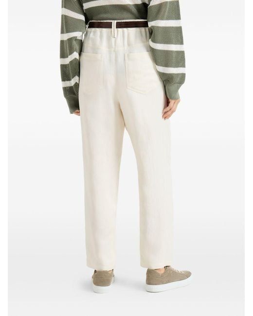 Brunello Cucinelli White Embellished Straight Trousers