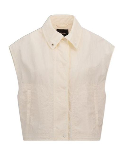 Herno White Laminar Cropped Sleeveless Jacket
