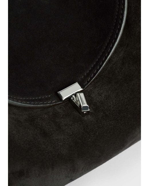 Totême Black Totême Logo Plaque Foldover Top Shoulder Bag