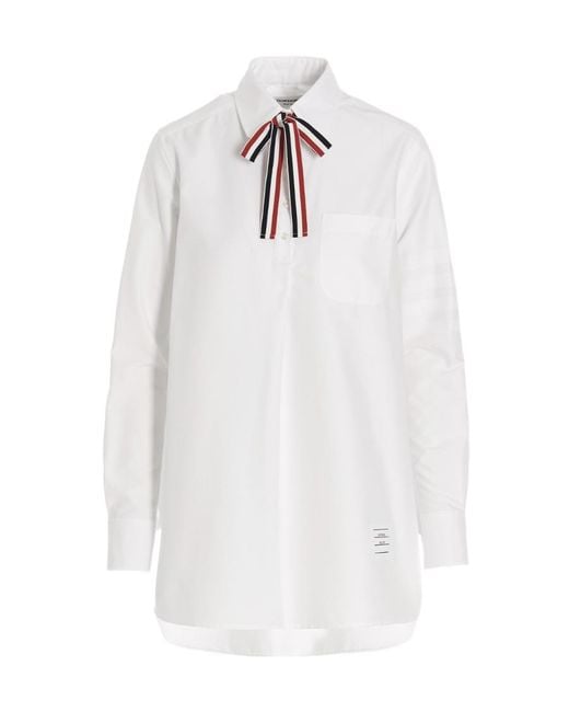 Thom Browne White Rwb Bow-Tie Detail Long-Sleeve Shirt