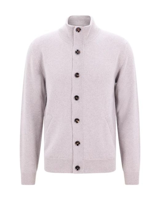 Brioni Pink Long-Sleeve Cardigan for men
