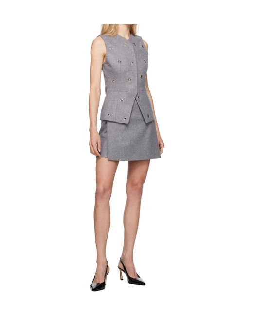 MSGM Gray Eyelet Mini Skirt