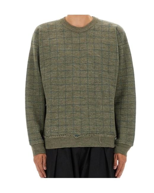 Maison Margiela Green Worn Effect Distressed Sweatshirt for men