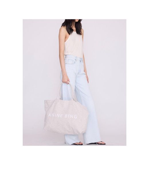 Anine Bing White Canvas Tote Bag