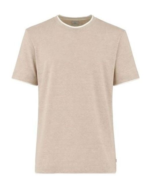 Eleventy Natural Contrast Trim Short Sleeve T-Shirt for men