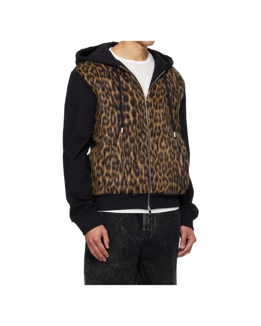 Lanvin Black Zipped Faux-Fur Hoodie for men
