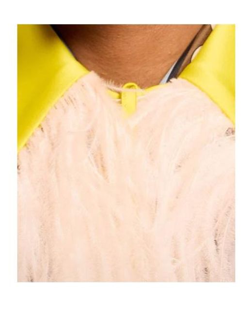 LaDoubleJ Yellow La Doublej La Scala Feather-Trim Tied Shirt Collar
