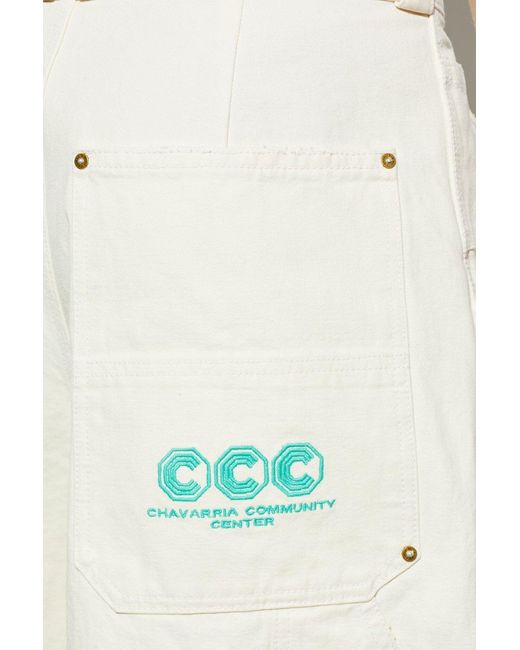 Willy Chavarria White Stockton Logo Cargo Shorts for men