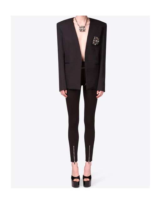 Area Black Collarless Suit Jacket