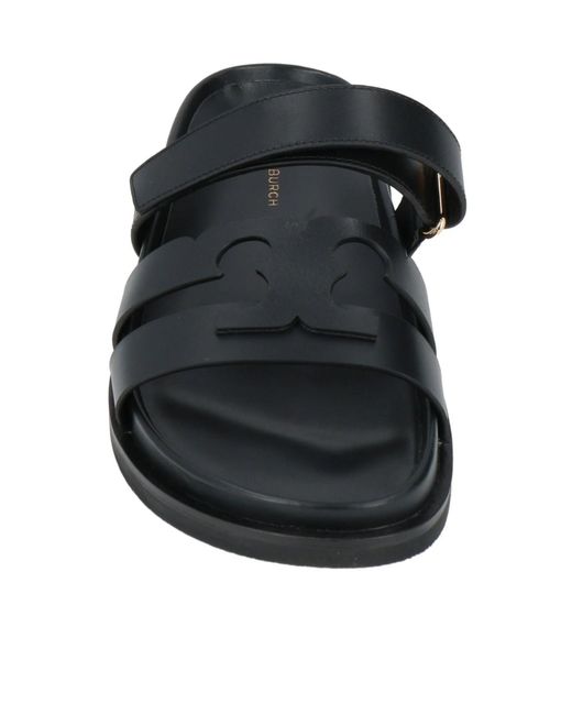 Tory Burch Black Plain Colour Sandals