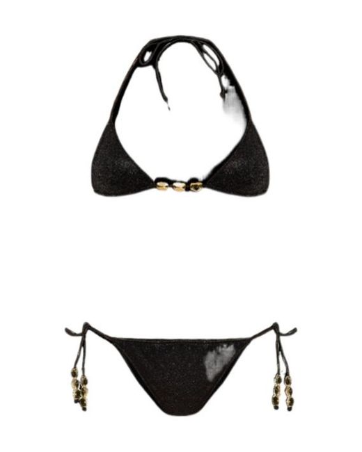 Oseree Black Glitter-Detailing Bikini