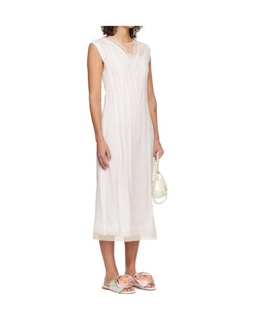 Simone Rocha White Layered Lace Trim Dress