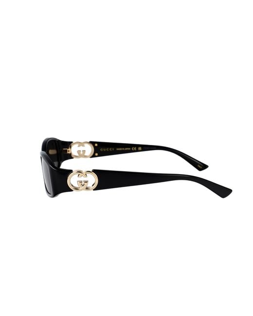 Gucci White Eyewear Rectangular Logo Sunglasses