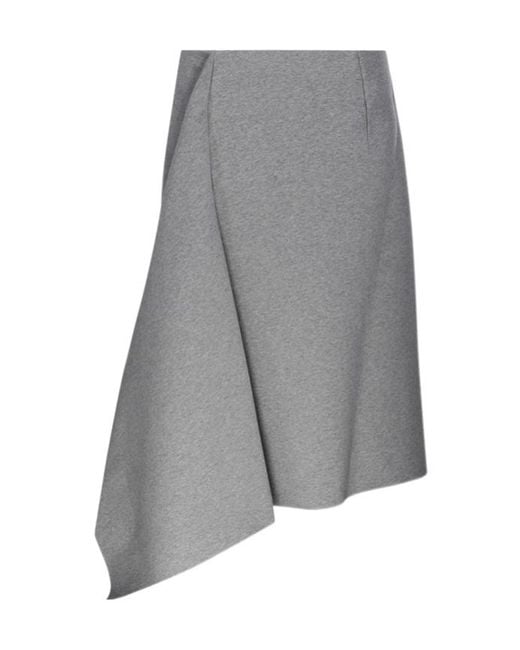 Dries Van Noten Gray Hurve Asymmetric Midi Skirt