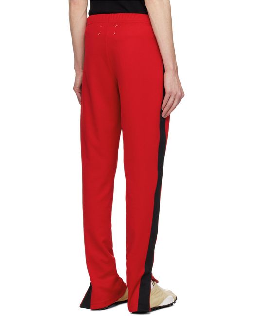 Maison Margiela Red Side-Stripe Slim-Cut Track Pants for men