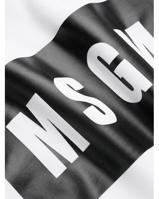 MSGM White Logo Print Casual Sweater