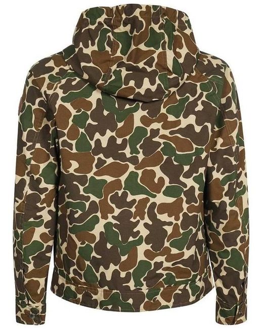 Woolrich Green Camouflage-Print Drawstring Jacket for men