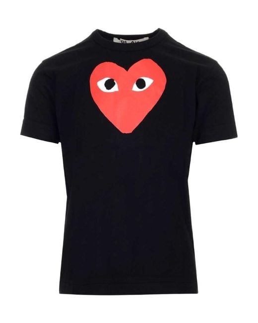 COMME DES GARÇONS PLAY Black Comme Des Garons Play Heart Printed Crewneck T-Shirt for men