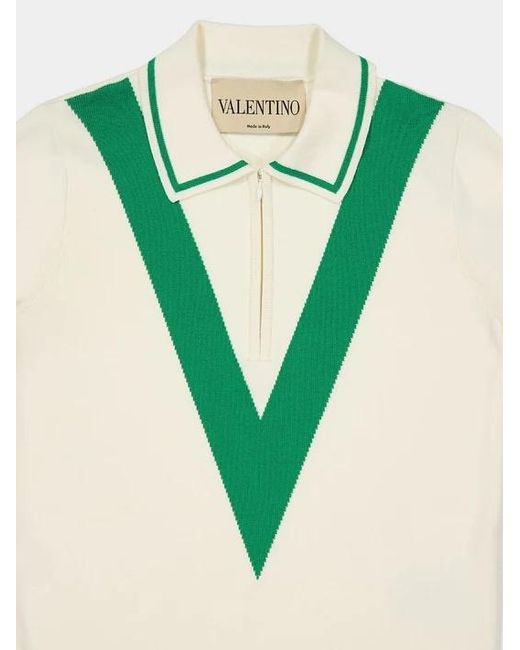 Valentino Green Zip Detailed Short-Sleeved Knitted Top