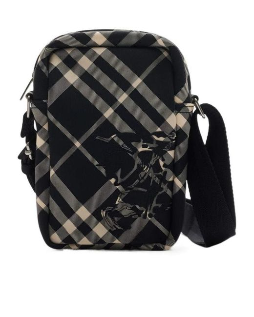 Burberry Black Ekd Check-Print Shoulder Bag for men