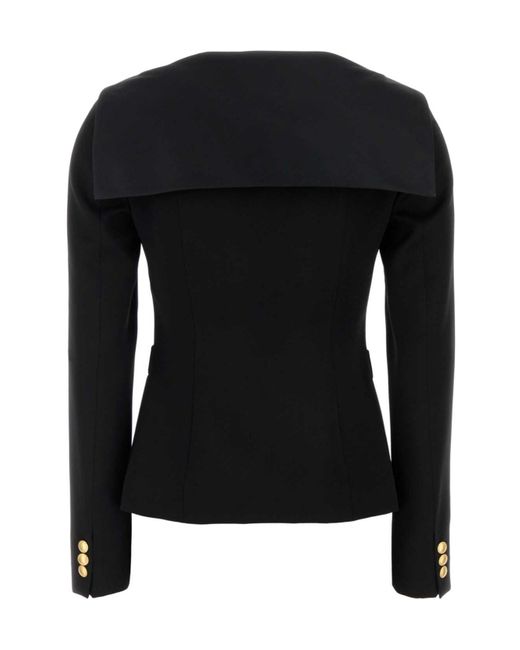 Alessandra Rich Black Mikado Collar Light Jacket