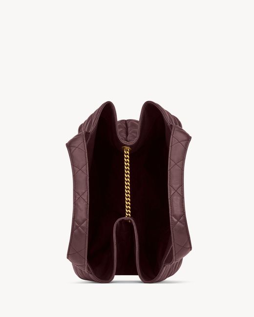 Saint Laurent Purple Icare Logo Plaque Quilted Tote Bag